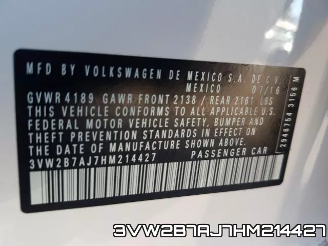 3VW2B7AJ7HM214427 фото 2
