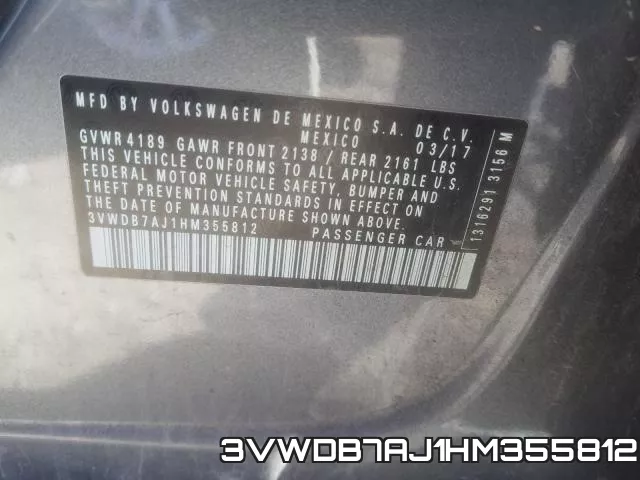 3VWDB7AJ1HM355812 фото 2