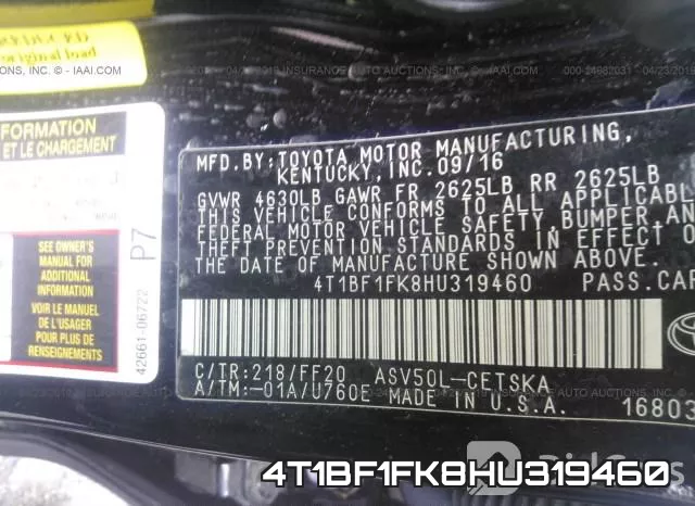 4T1BF1FK8HU319460 фото 10