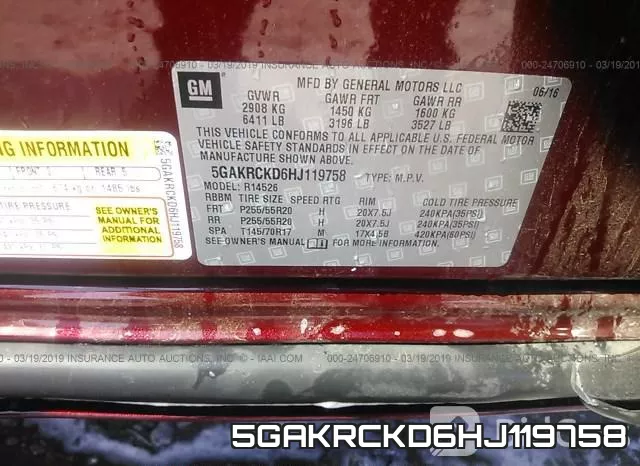 5GAKRCKD6HJ119758 фото 10