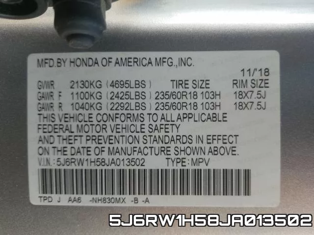 5J6RW1H58JA013502 фото 2