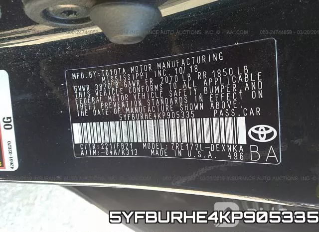 5YFBURHE4KP905335 фото 10