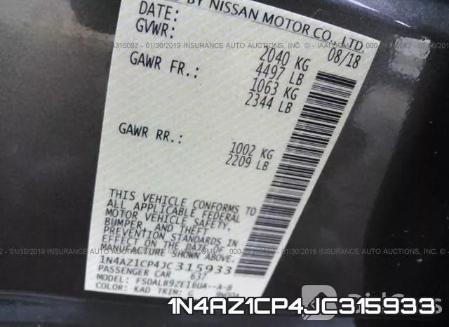 1N4AZ1CP4JC315933 фото 9