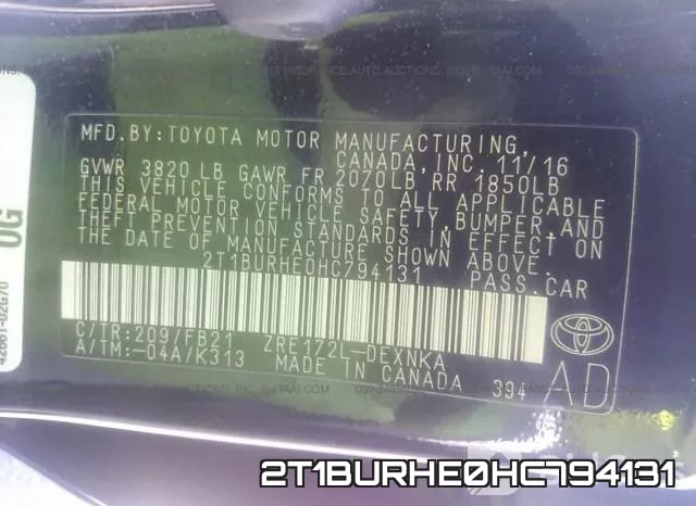 2T1BURHE0HC794131 фото 10