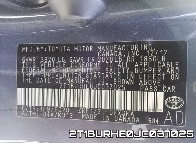 2T1BURHE0JC037025 фото 10