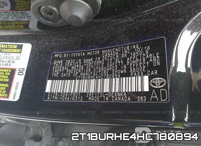 2T1BURHE4HC780894 фото 10