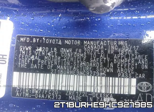 2T1BURHE9HC927985 фото 10