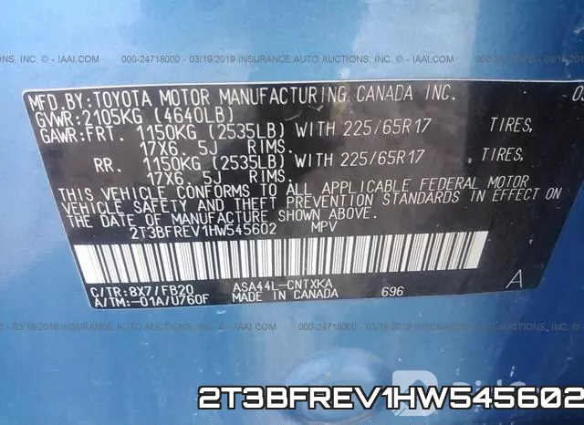 2T3BFREV1HW545602 фото 10