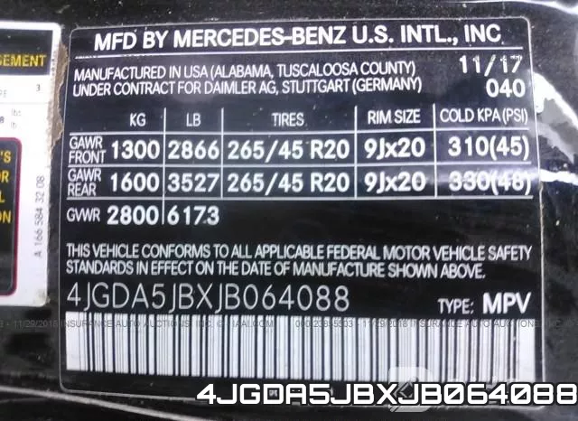 4JGDA5JBXJB064088 фото 10