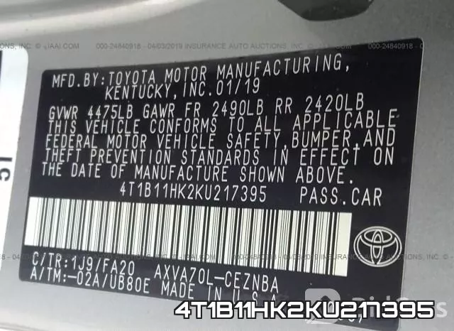 4T1B11HK2KU217395 фото 9