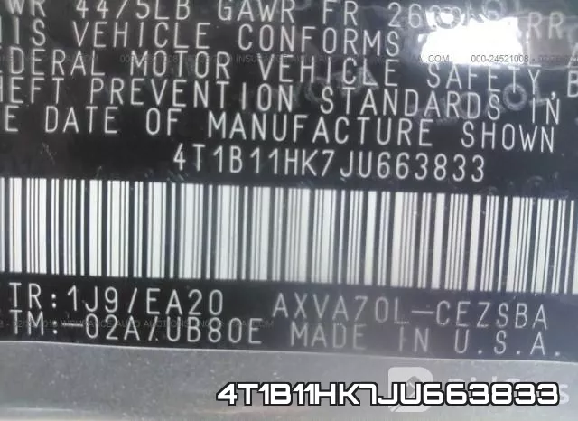 4T1B11HK7JU663833 фото 10