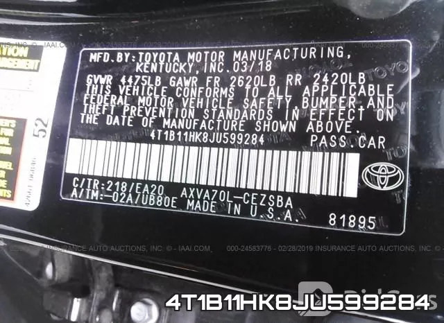 4T1B11HK8JU599284 фото 10