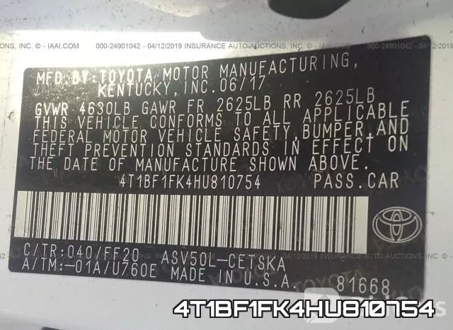 4T1BF1FK4HU810754 фото 9