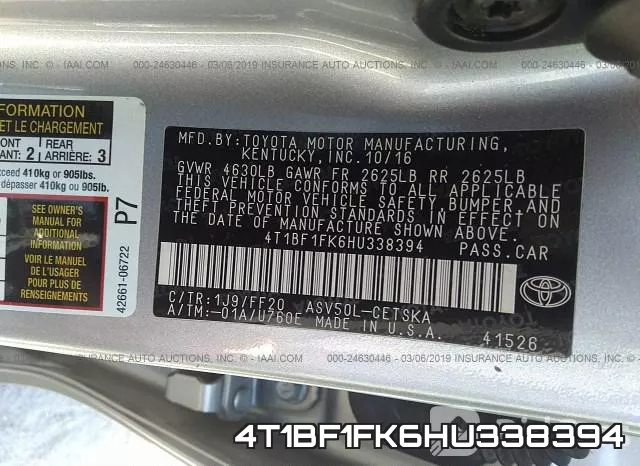 4T1BF1FK6HU338394 фото 10
