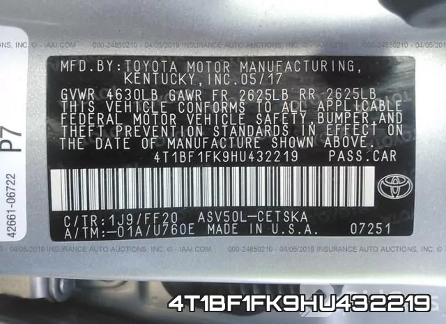 4T1BF1FK9HU432219 фото 10