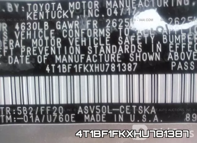 4T1BF1FKXHU781387 фото 10