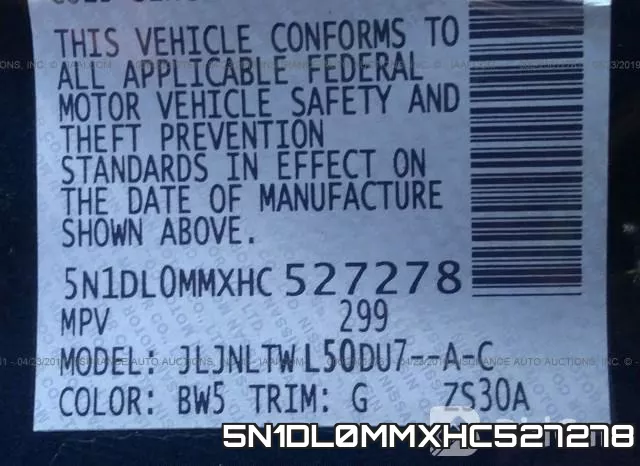 5N1DL0MMXHC527278 фото 9