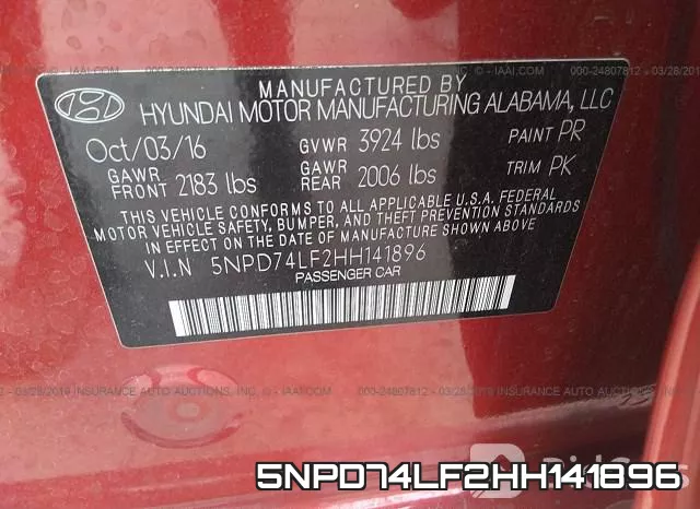 5NPD74LF2HH141896 фото 10