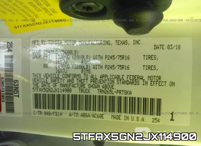 5TFAX5GN2JX114900 фото 10