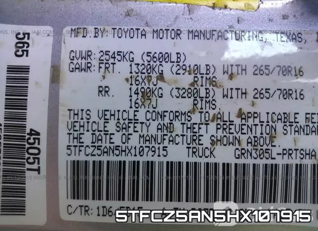 5TFCZ5AN5HX107915 фото 10