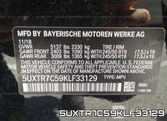 5UXTR7C59KLF33129 фото 10