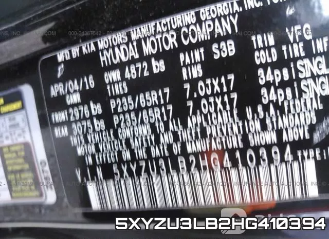 5XYZU3LB2HG410394 фото 9