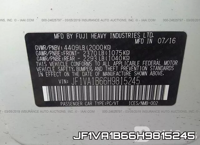 JF1VA1B66H9815245 фото 9