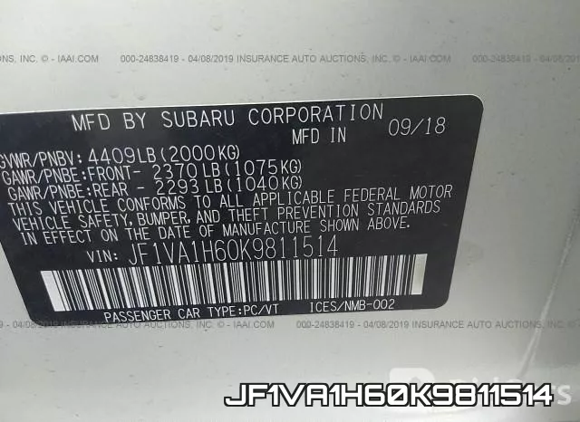 JF1VA1H60K9811514 фото 10