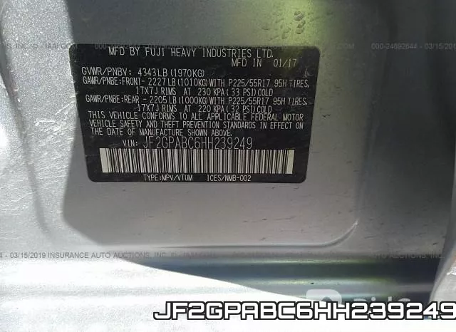 JF2GPABC6HH239249 фото 10