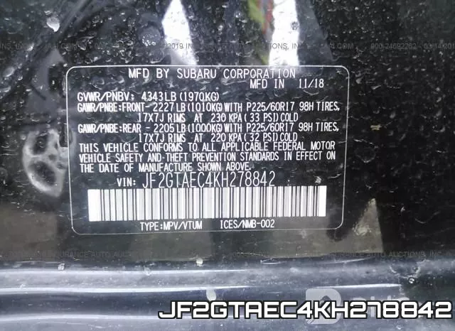 JF2GTAEC4KH278842 фото 10