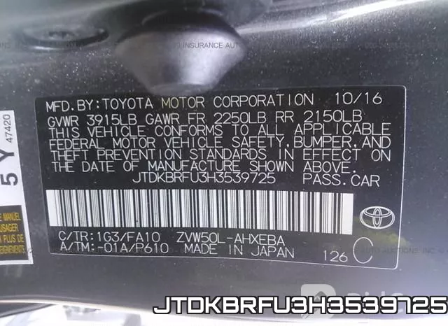 JTDKBRFU3H3539725 фото 10