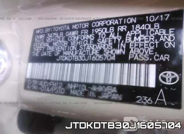 JTDKDTB30J1605704 фото 10