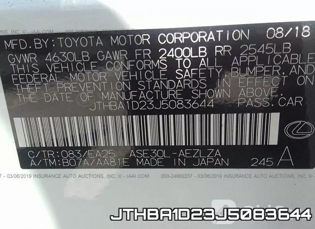 JTHBA1D23J5083644 фото 10