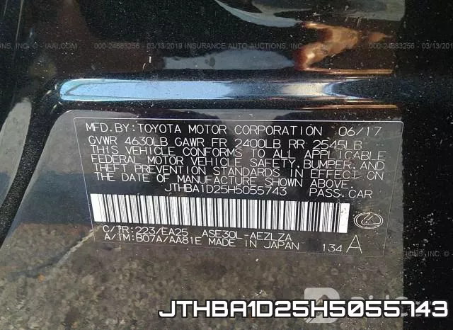 JTHBA1D25H5055743 фото 10