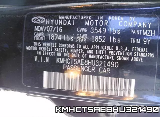 KMHCT5AE8HU321490 фото 10