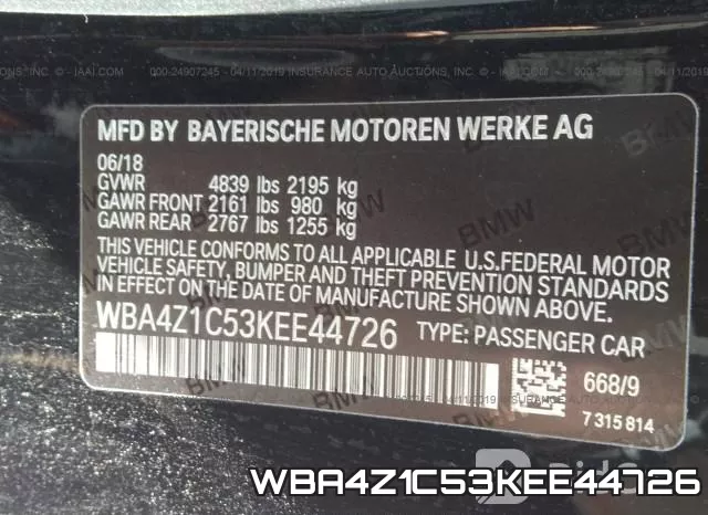 WBA4Z1C53KEE44726 фото 10