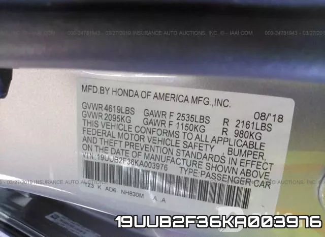 19UUB2F36KA003976 фото 10
