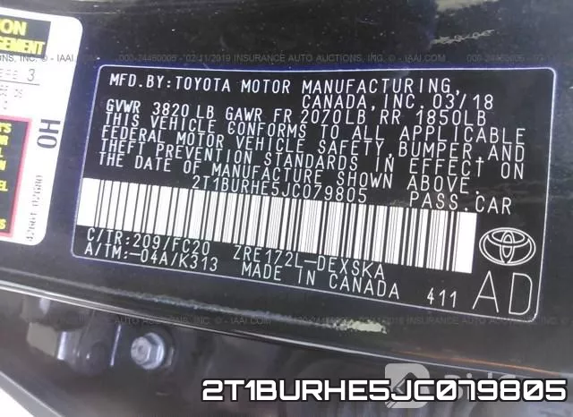 2T1BURHE5JC079805 фото 10