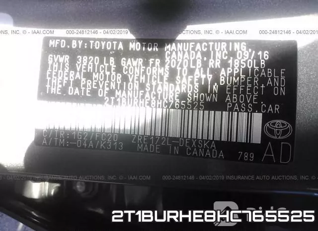 2T1BURHE8HC765525 фото 10