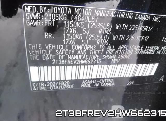 2T3BFREV2HW662315 фото 10