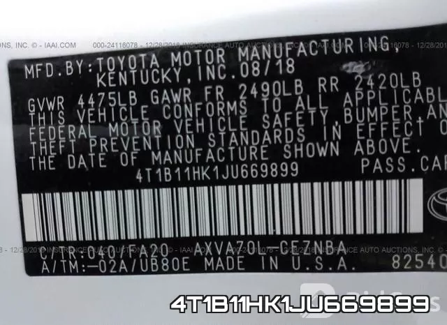 4T1B11HK1JU669899 фото 10