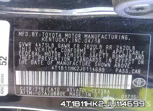4T1B11HK2JU114699 фото 10