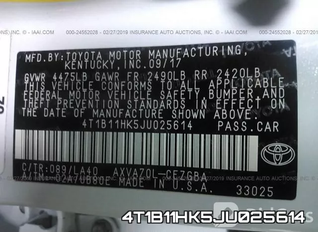 4T1B11HK5JU025614 фото 10