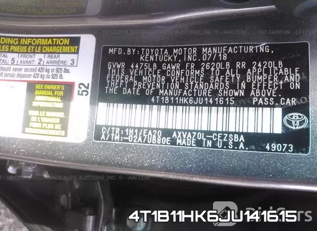 4T1B11HK6JU141615 фото 10