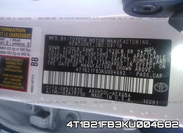 4T1B21FB3KU004682 фото 10