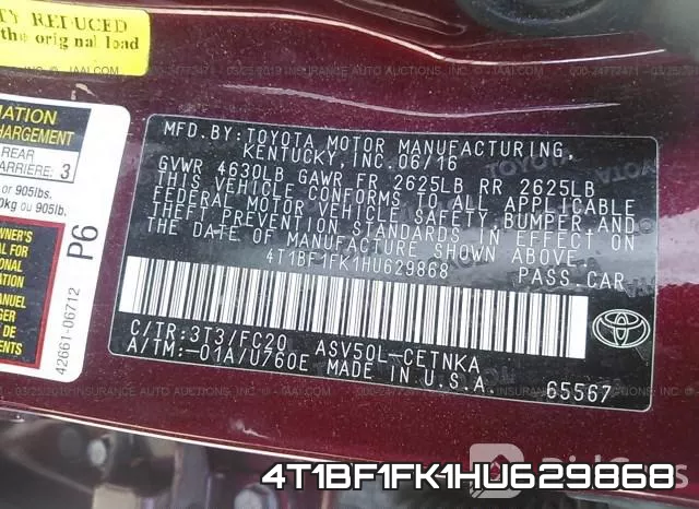 4T1BF1FK1HU629868 фото 10