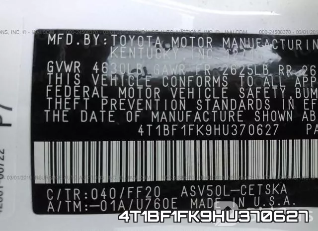 4T1BF1FK9HU370627 фото 10