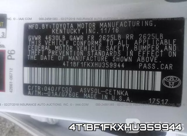 4T1BF1FKXHU359944 фото 10