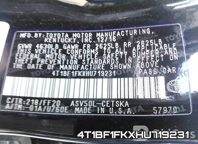 4T1BF1FKXHU719231 фото 10