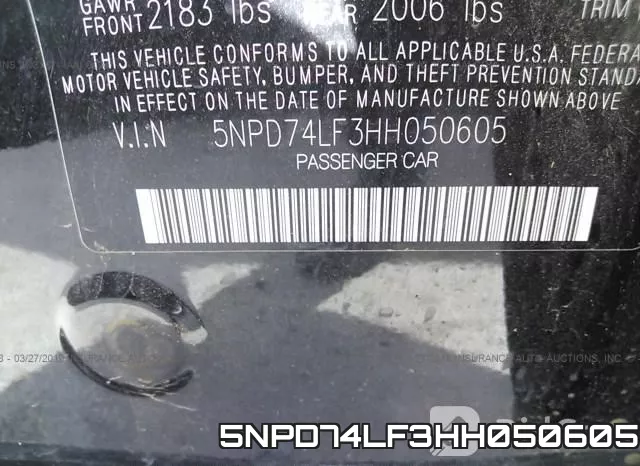 5NPD74LF3HH050605 фото 10